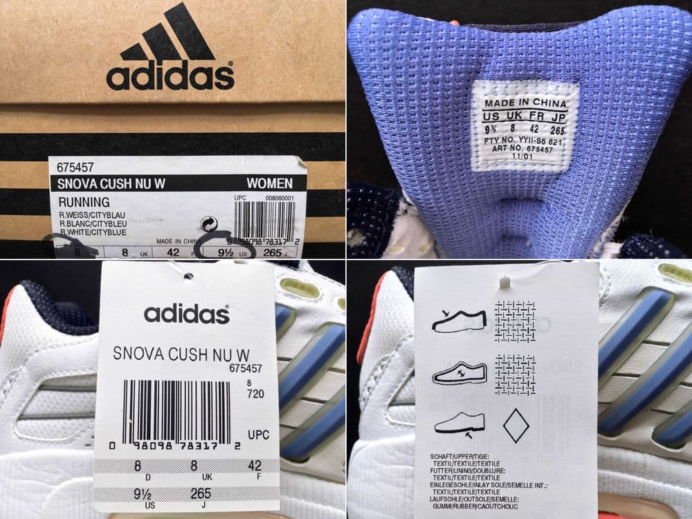 VINTAGE 2001 ADIDAS® SUPERNOVA CUSH NU W Runners — 9½/8½ (26.5) — 14