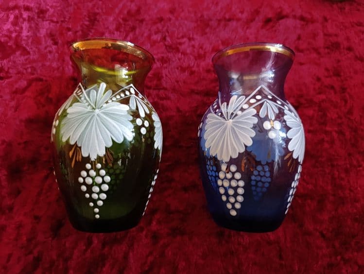 Супница ЗиК , вазочки , лебеди цветное стекло СССР — 4