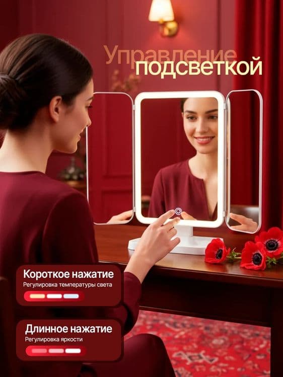 Зеркало с подсветкой настольное — 4