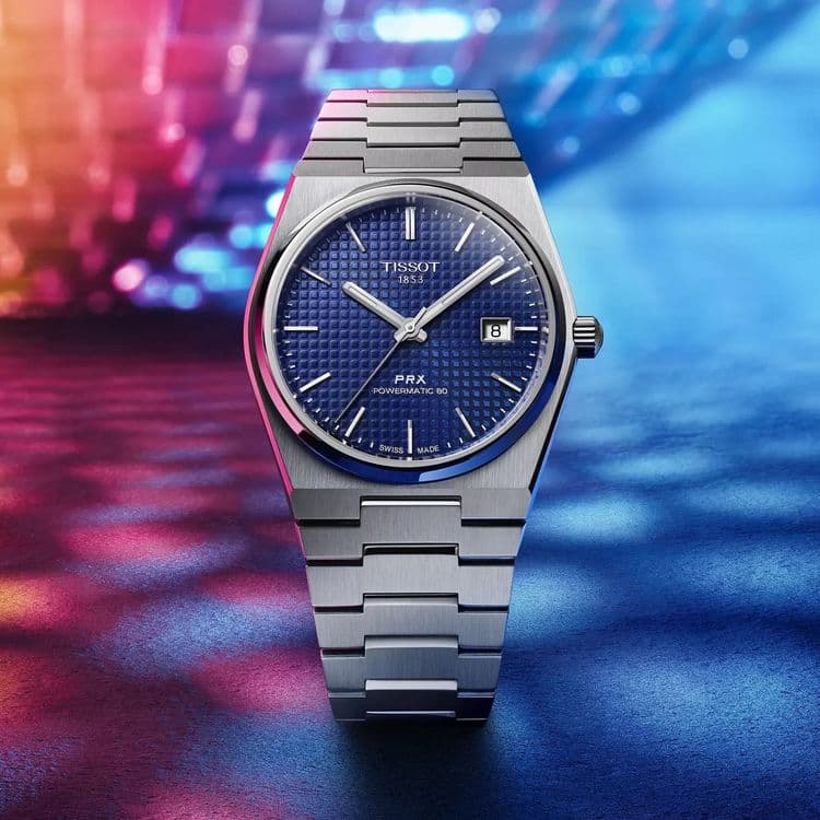 Tissot PRX Powermatic 80 | Синий, узор «Clous de Paris» | Оригинал — 1