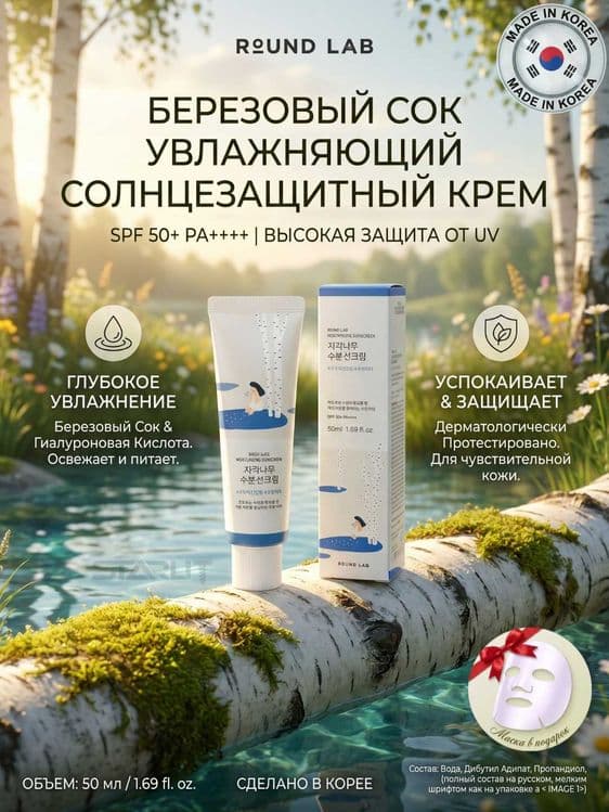 Quyoshdan himoyalovchi krem RoundLab Sunscreen SPF50+ PA 50ml — 2