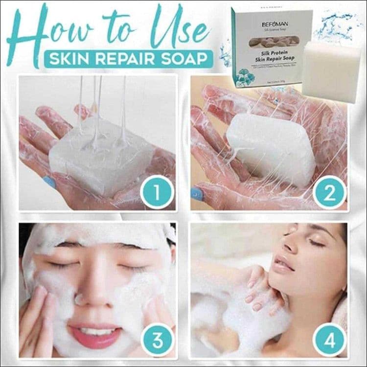 Фиброиновое мыло из козьего молока Befuman Silk Protein Skin Repair — 6