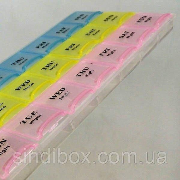Таблетница органайзер для таблеток 21 ячейка 
21x11,5см пластиковая та — 2