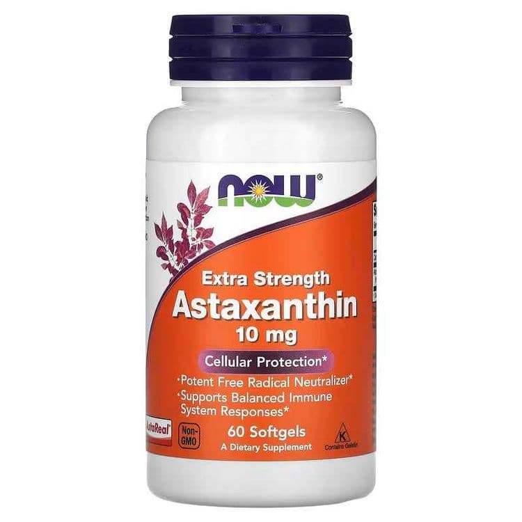 NOW Foods, астаксантин, 10 мг, 60 капсул. astaxanthin, Астахантин — 1
