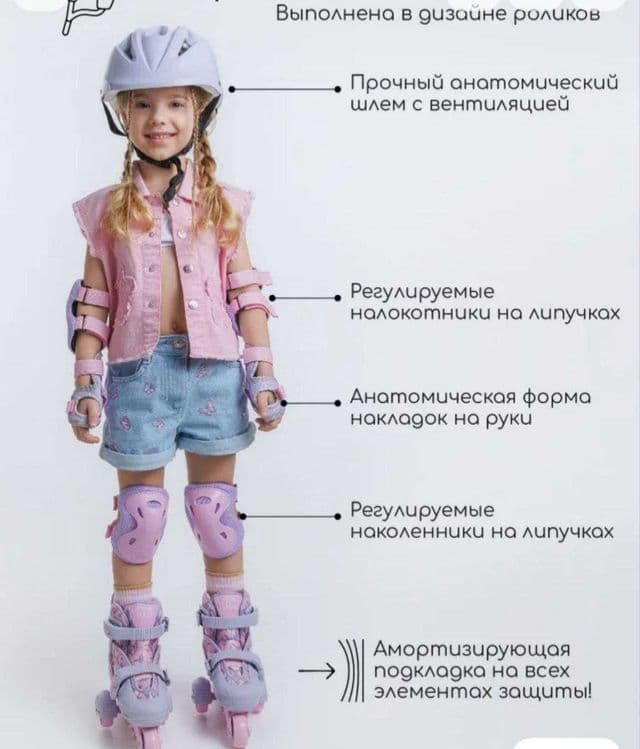 Ролики Amarobaby Glide раздвижные со светящимися колесами и защитой — 2