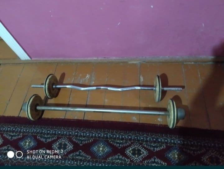 Штанга с прямым и Z грифом и блинами — 14