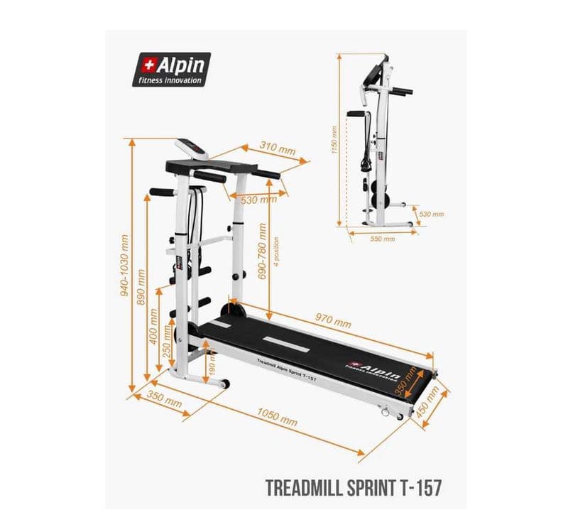 Беговая дорожка для дома складная Sprint-T157B 120 кг Доставка бесплат — 2
