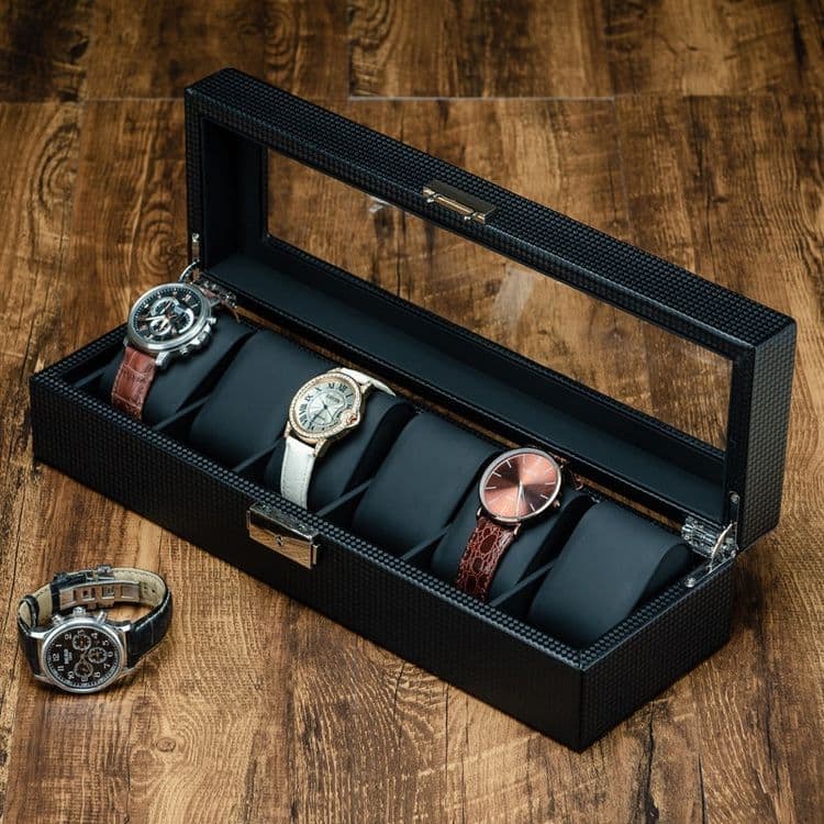 Шкатулка для часов Carbon Fiber Leather Watch Box — 1
