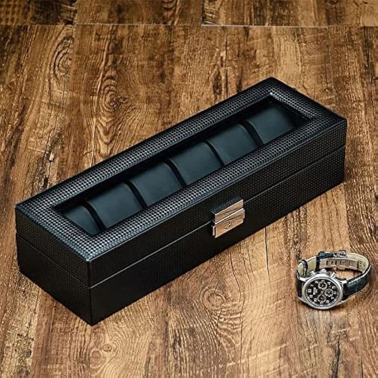 Шкатулка для часов Carbon Fiber Leather Watch Box — 2
