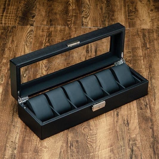 Шкатулка для часов Carbon Fiber Leather Watch Box — 4