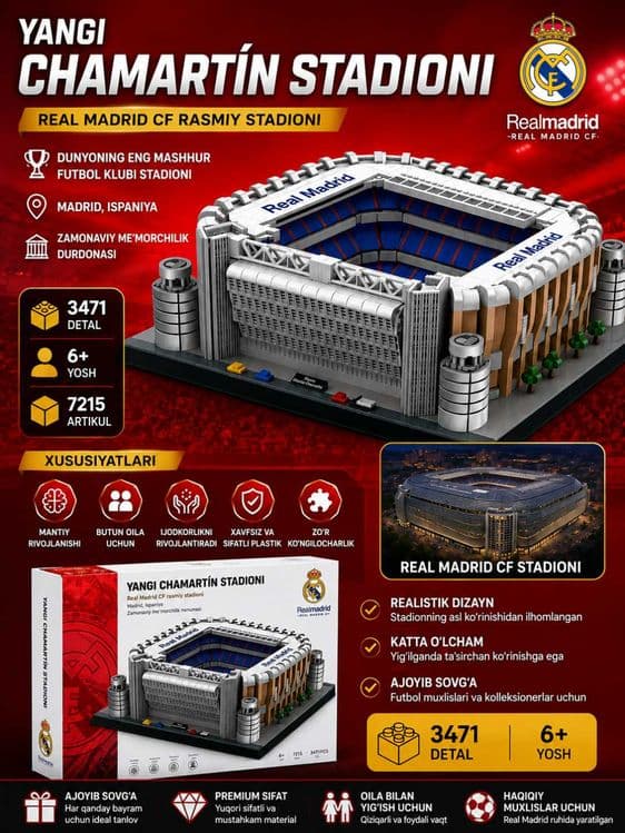 Real Madrid "Yangi Chamartín" Stadioni Konstruktori (3471 detal) Lego — 6