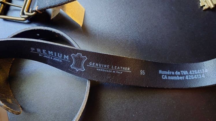 Премиум чёрный кожаный ремень Jack&Jones, разм. 32-34 (95х2.8)