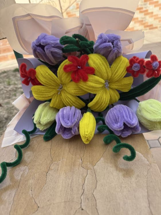 Букет из синельной(пушистой) проволки — 5