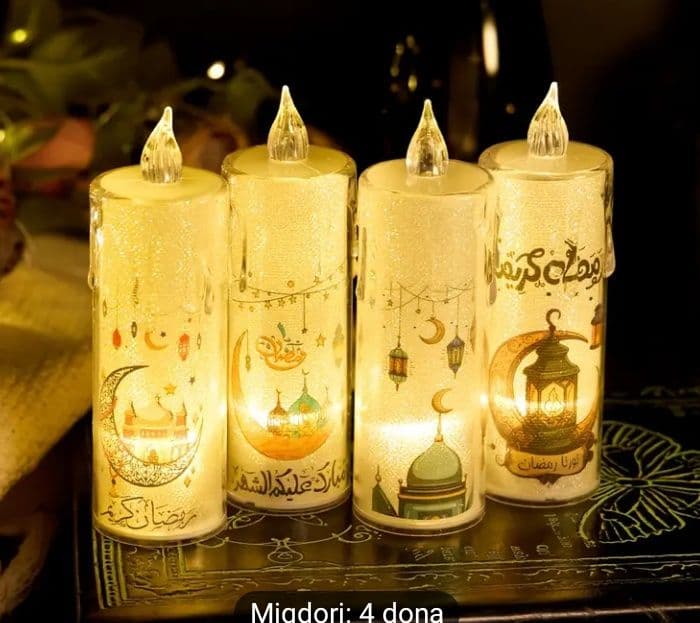 4 dona LED Ramazon Sham Chiroqlari - Batareyka Bilan Ishlaydigan, — 1