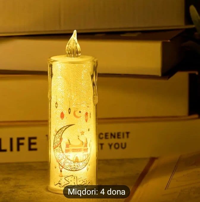 4 dona LED Ramazon Sham Chiroqlari - Batareyka Bilan Ishlaydigan, — 4