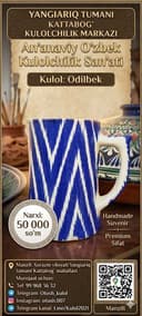 Eksklyuziv "Adras" uslubidagi milliy krushka — Qo'l mehnati