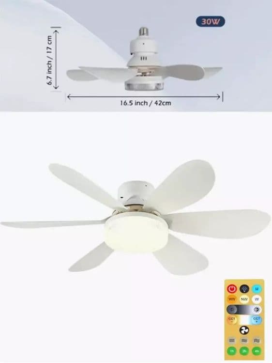 LED ventilyatorli qandil pultli 3 ta yoritish rejim 4ta aylanish parag — 6