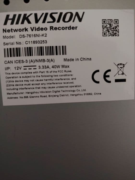 Hikvision DS-7616NI-K2 NVR videoregistrator. — 2