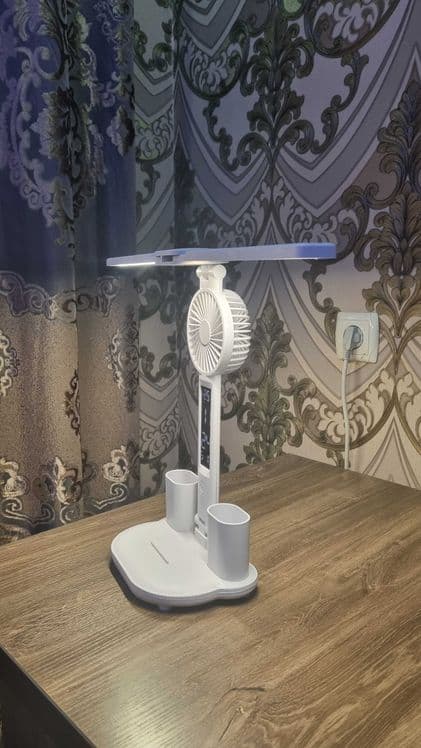 Stol usti LED chiroq, 6in1 (chiroq,fan,soat,termometr,tungichiroq). — 5
