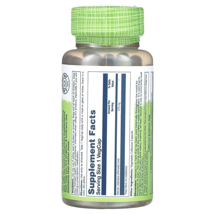 Валериана 100 капсул Solaray, Valerian — 2