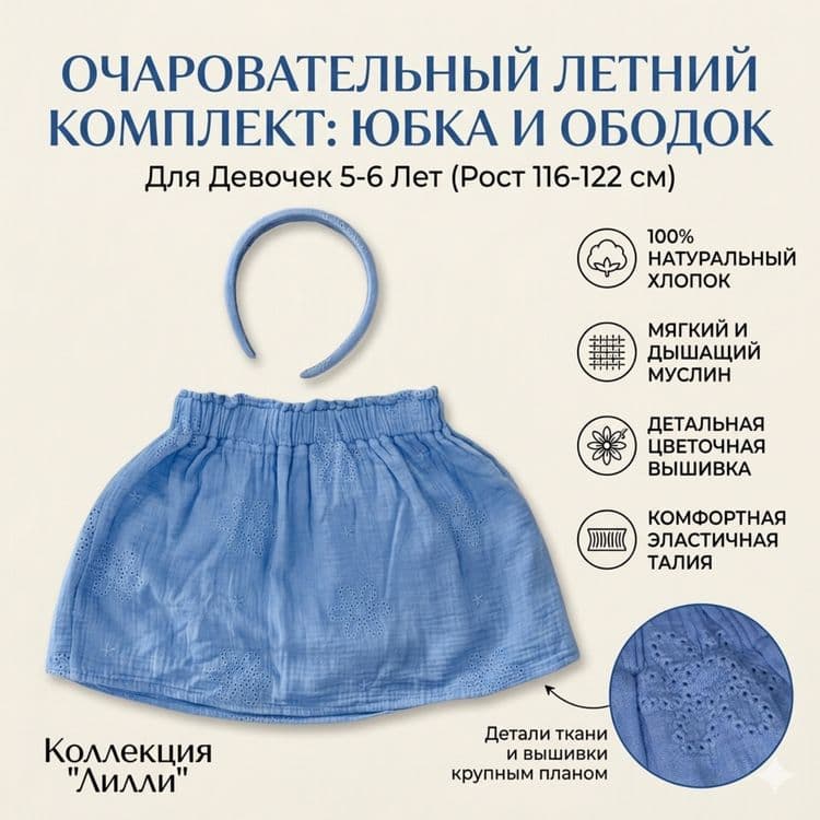 Летняя юбка для девочки 5-6 лет — 1
