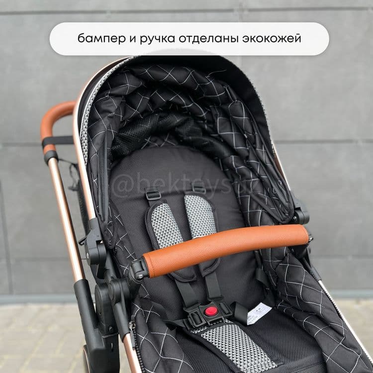 Детская коляска 3в1 Luxmom V9 с люлькой и прогулочным блоком — 6