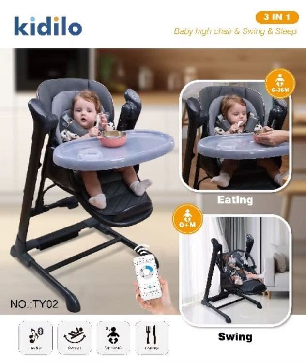 Kidilo Ty02 Dark Grey, стульчик для кормления, почти новый — 5