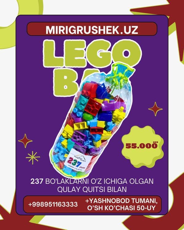Lego barcha turdagi Biz naxt va perechisleniyaga donaga va optomga — 5