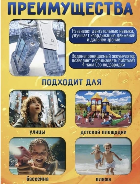 водяное пистолет Glock water gun. ХИТ ЛЕТА! Доставка есть! — 4
