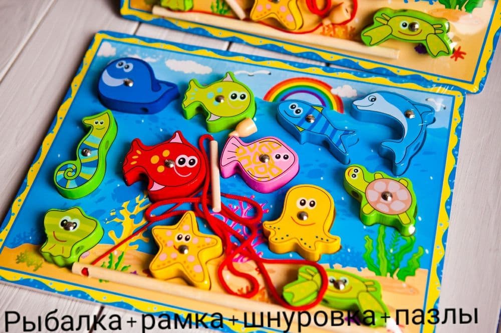 Деревянная рыбалка,деревянная детская развивающая игрушка. — 8