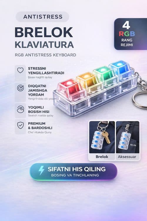 Stressga Qarshi Brelok-Klaviatura, RGB Antistress Keyboard — 2