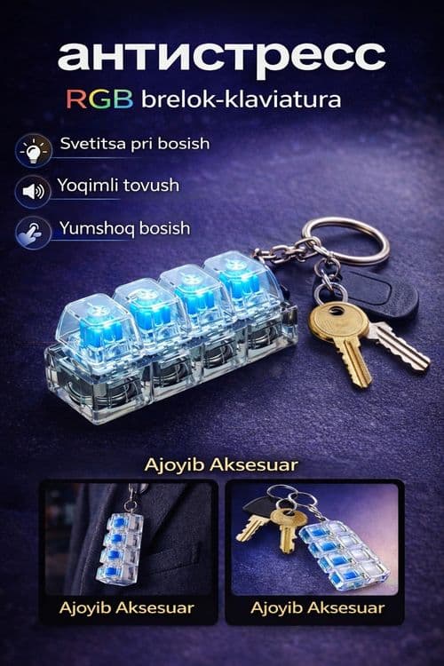 Stressga Qarshi Brelok-Klaviatura, RGB Antistress Keyboard — 3