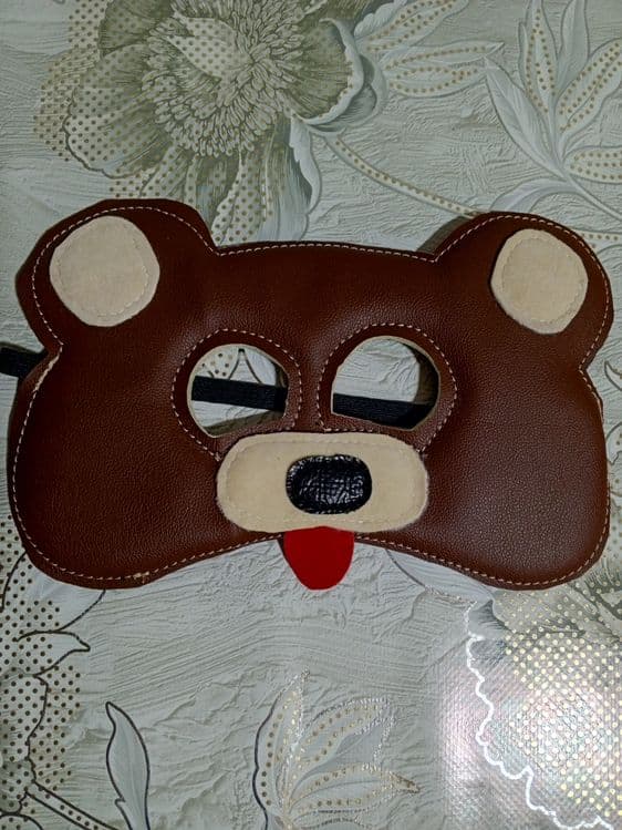 Маска Медведя из велюра и кожзама, на резинке — 12