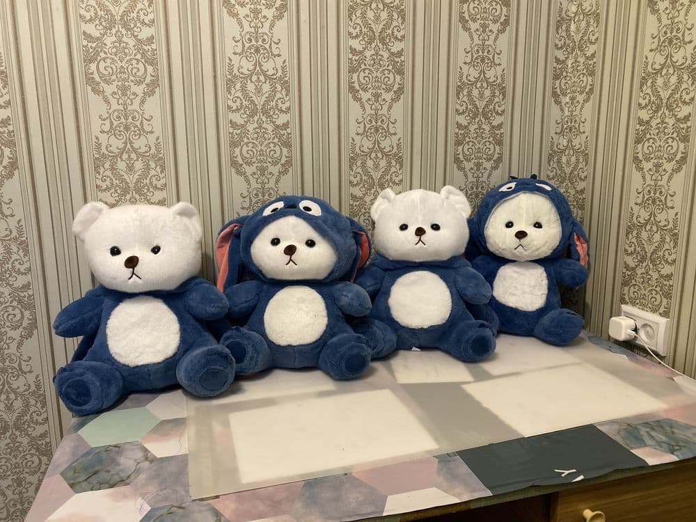 Teddiy stich stech kapishonkali ayiq myaxkiy igrushki mandarin buketla — 6