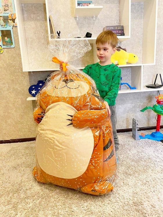 Бескаркасное кресло игрушка Тигр .  Бинбег. Кресло мешок. Бин-бэг пуф — 5