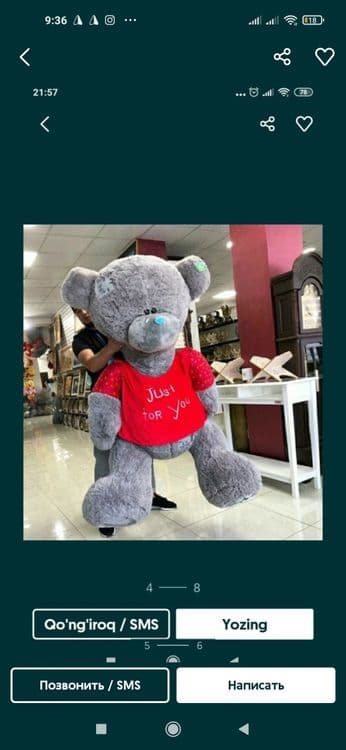 Teddi Tediy bear ayiqchalar (30sm 3metr) Stich — 6
