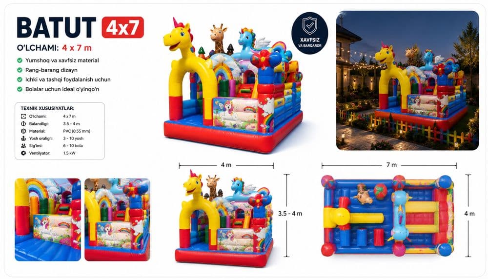 Bolalar Attraksioni Batut 4x7 — 2