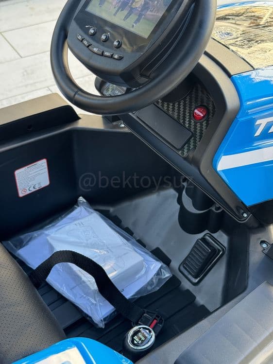 Детский Синий Трактор 24V с прицепом EVA колеса пульт Bluetooth mp4 — 14