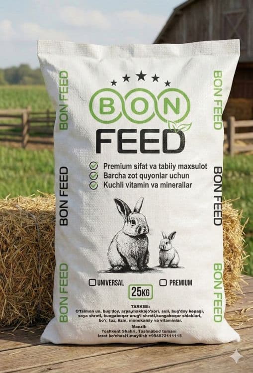 BOON FEED корм для кроликов 25кг Quyonlar uchun Sifatli yem