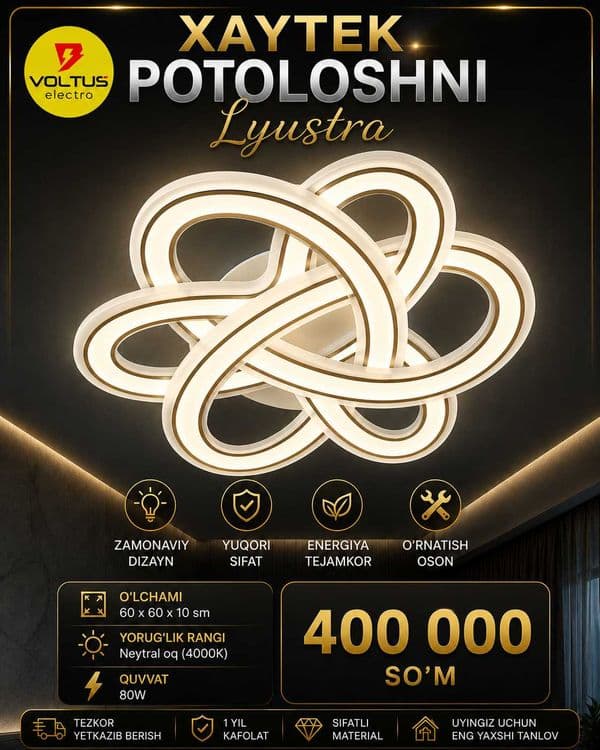 Zamonaviy va hashamatli XAYTEK POTOLOSHNI LYUSTRA — 1