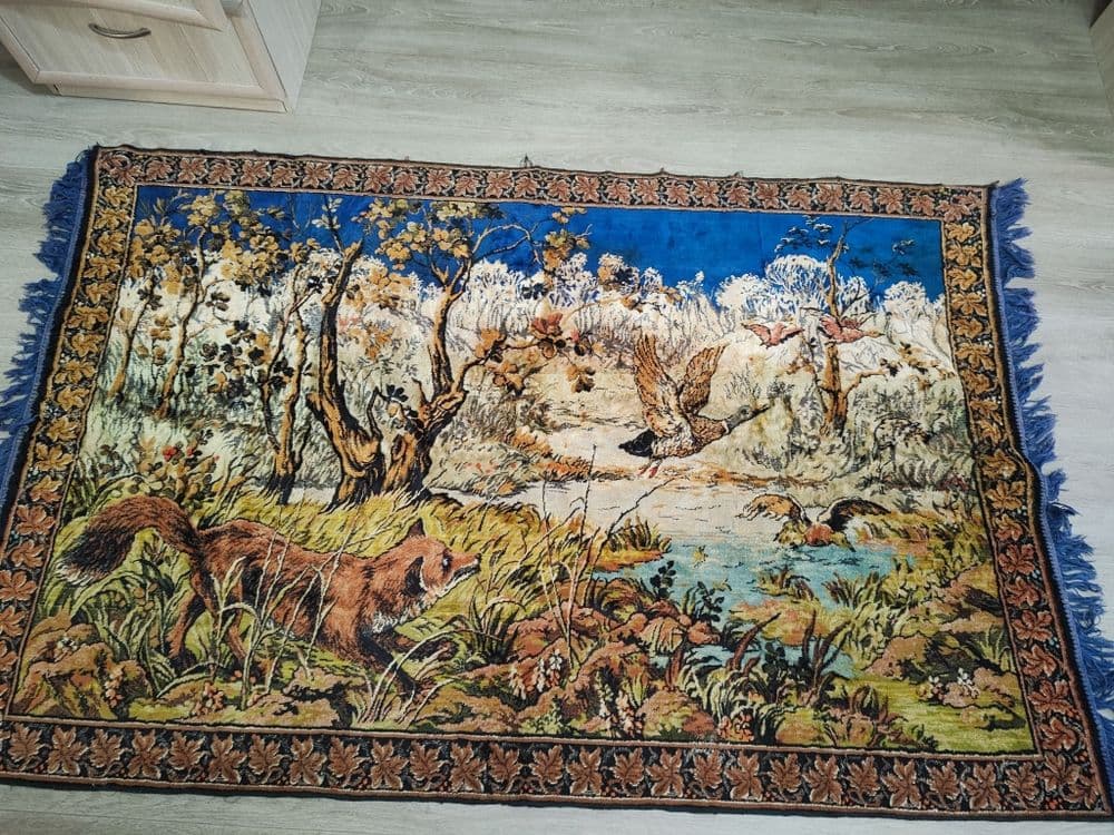 Ковер гобелен с ворсом: лиса с гусями, СССР — 1