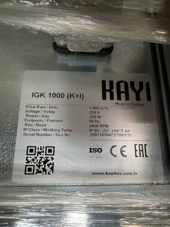 Havo almashtirish qurilmasi KAYI IGK 1000m3/soat rekuperator — 4