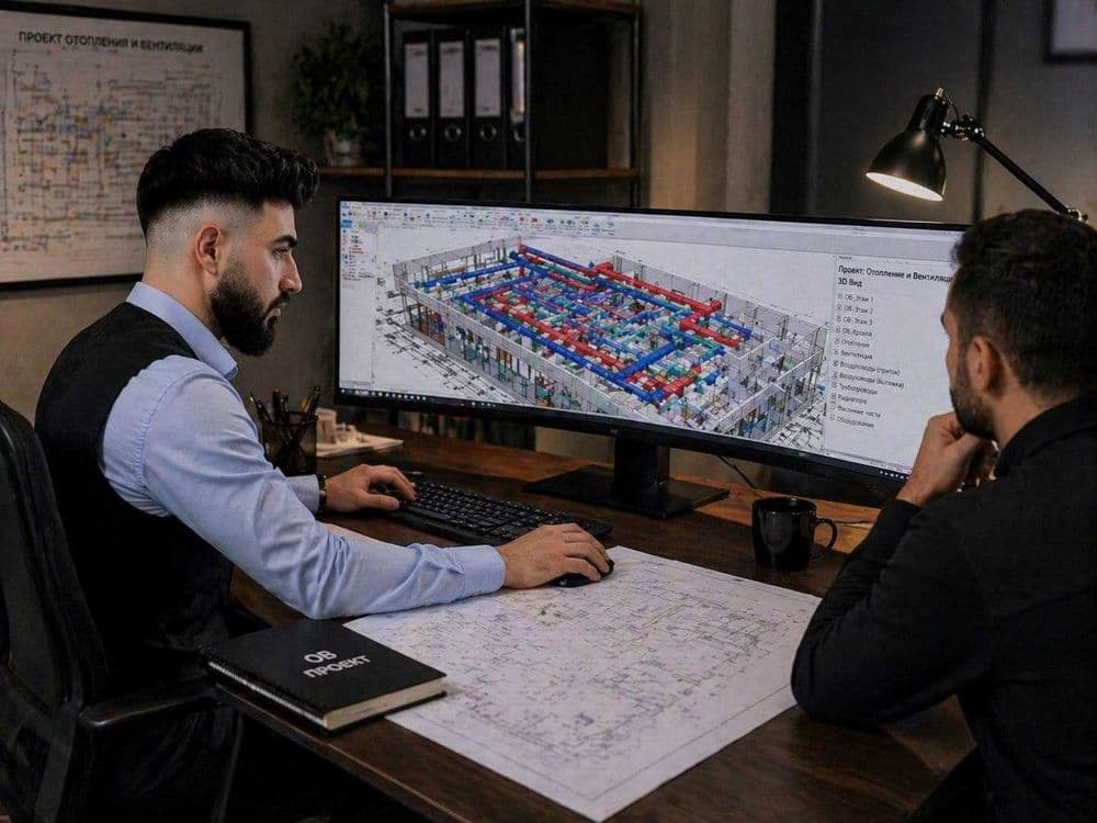 BIM ПРОЕКТ ОВиК-(отопления Вентиляция и Кондиционирование) — 2