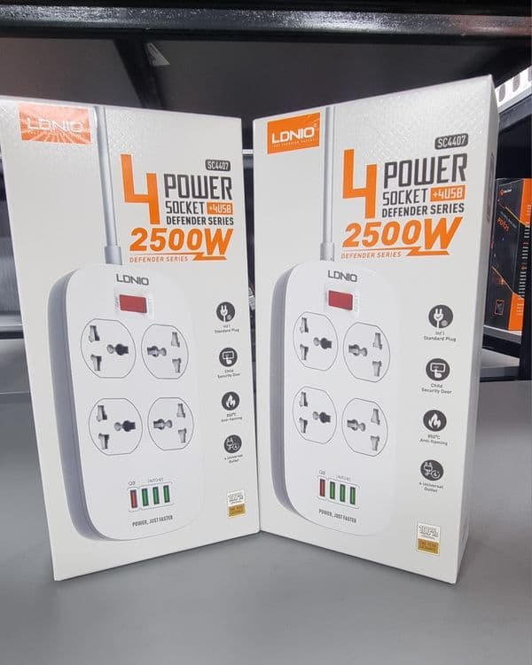 Удлинитель сетевой фильтр LDNIO SC4407, 4 USB порта, 4 розетки — 1