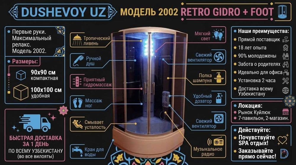 Dush Kabinа Dushevoy Kabina Душевая Кабина Ташкент 2002 RETRO GIDRO FO — 14
