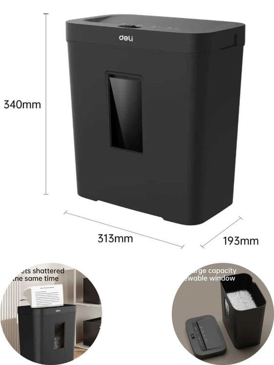 Уничтожитель бумаг Deli ET021, с автоподачей, P-4, 4*25 мм, 12 л — 3