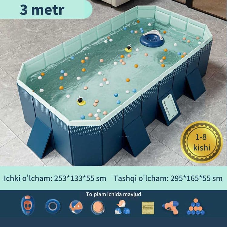 Bolalar va kattalar uchun yig'ma basseyn. 1,6 - 4 metr, 1-12 kishi — 5