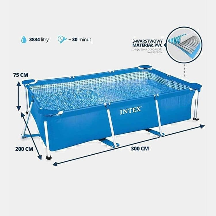 Каркасный бассейн 300×200×75 INTEX стойка бассейн stoyka basseyn — 9