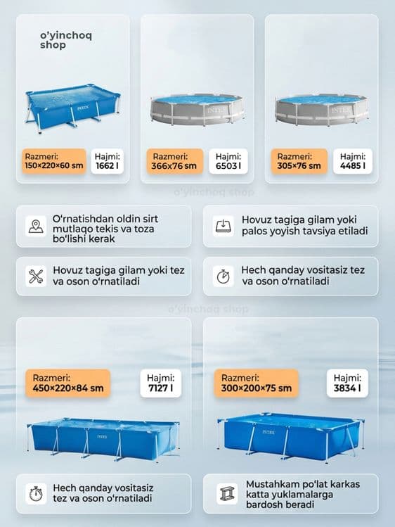 Karkasli basseyn INTEX 450x220x84 sm, oilaviy hovuz 7127L — 6