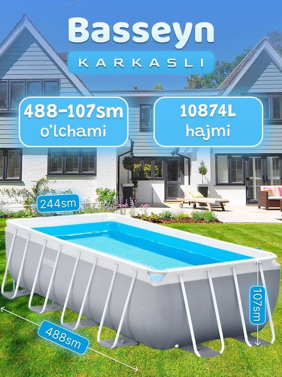 Basseyn Intex Karkasniy Prism Frame 488x244x122 metr — 2